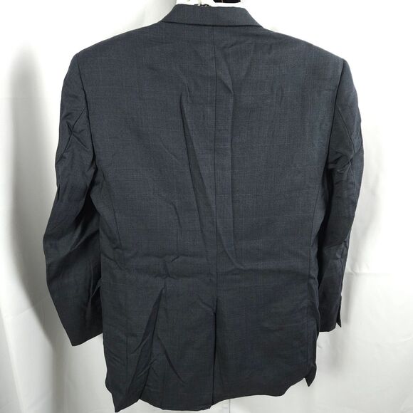 Hart Schaffner Marx Mens 40R Navy Blue Plaid Wool 2-Button Sports Coat Blazer - Picture 2 of 9